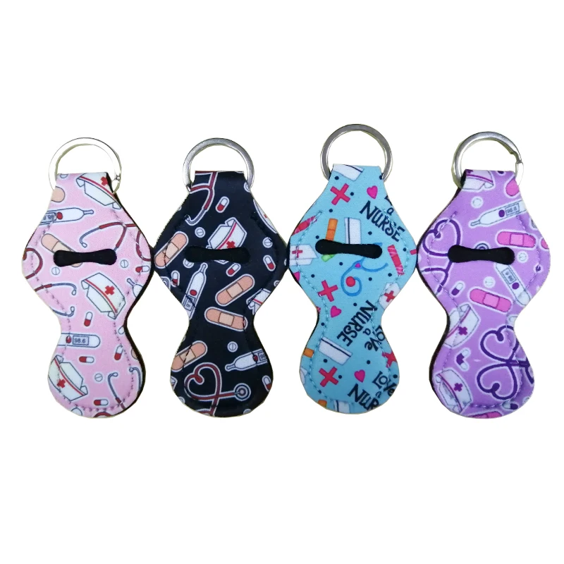 Neoprene Nurse Travel Hand Sanitizer Bottle Holder Lip Gloss Holder  Chapstick Holder Keychain