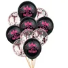 Black with pink rose gold confetti