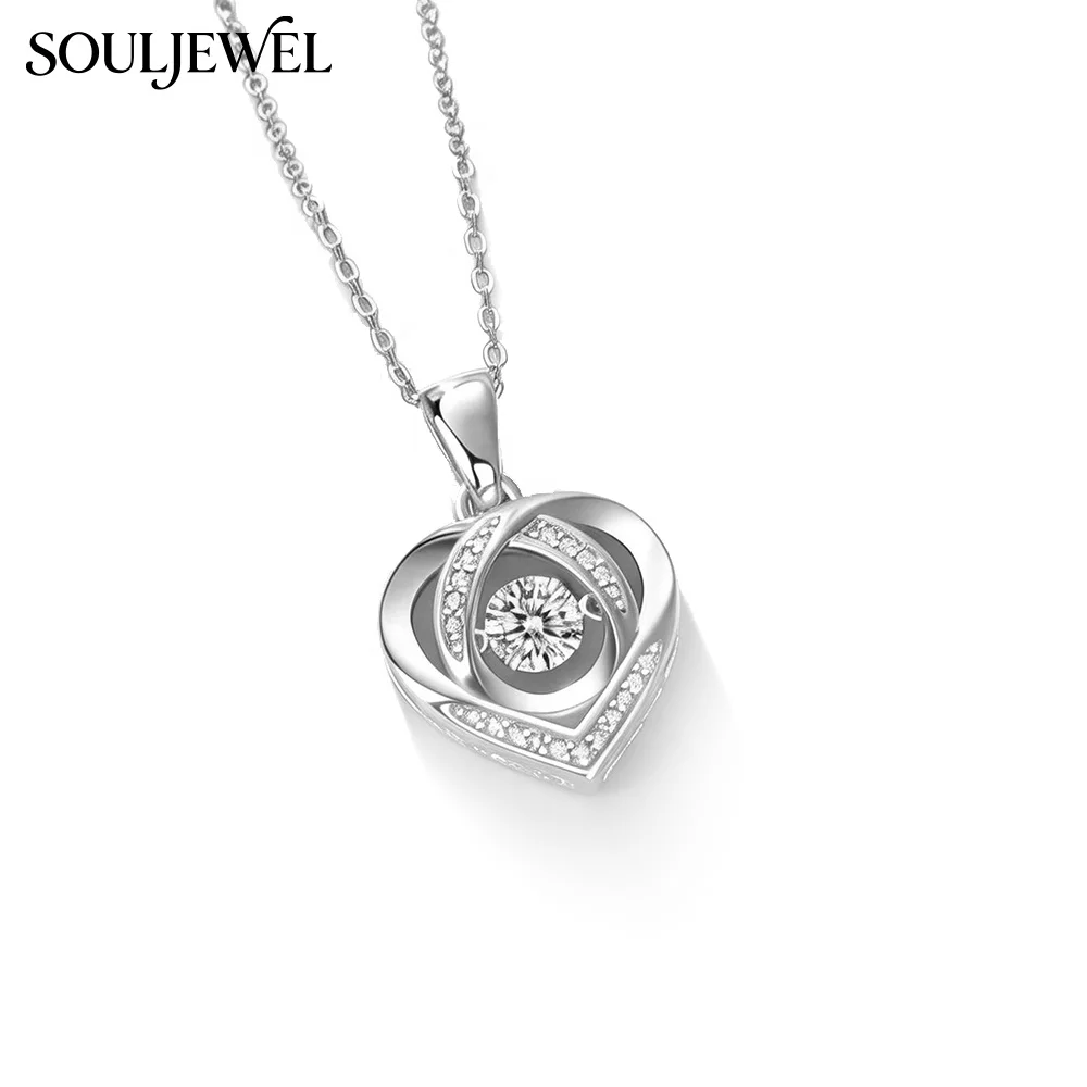 Hollow Heart Moissanite Pendant Necklace - 925 Silver