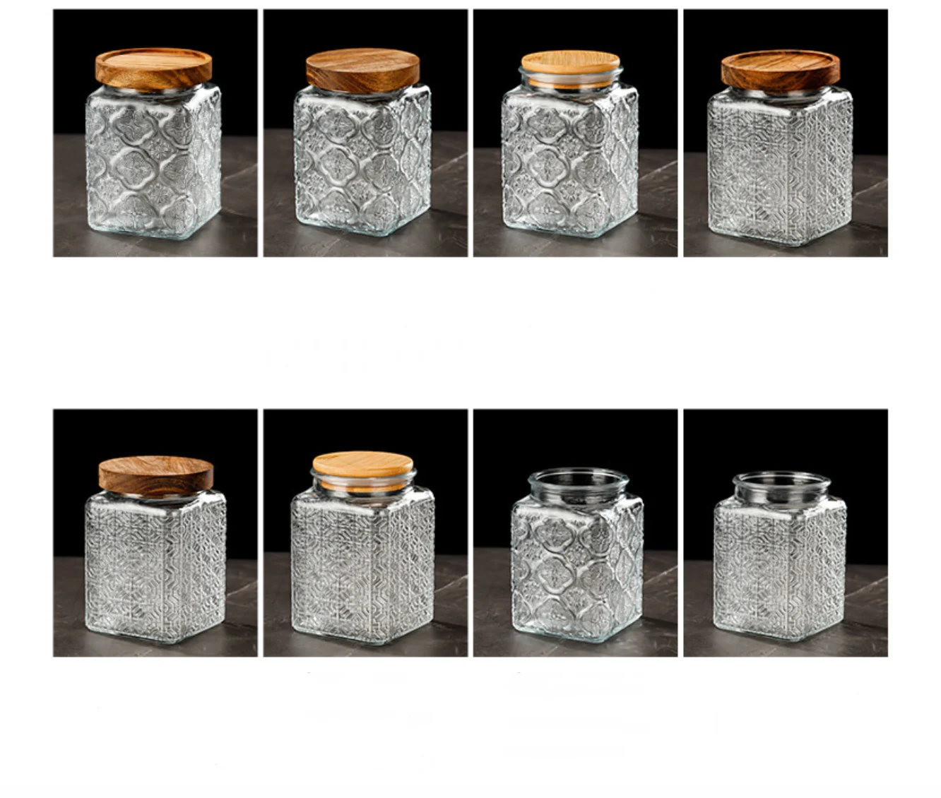 Vintage Glass Canister Storage Jar With Seal Wooden Lid Retro Design