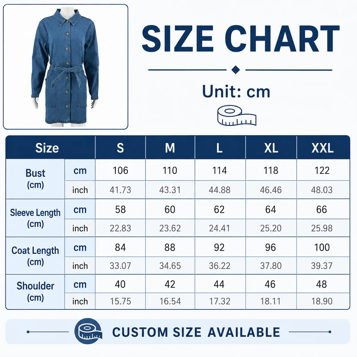 New Season Wholesale Custom Woven Denim Coated Stand Waterproof Windproof Breathable Casual Plain Jacket