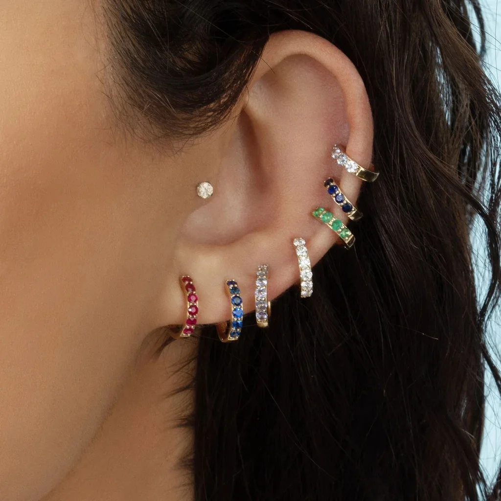 multicolor huggie earrings