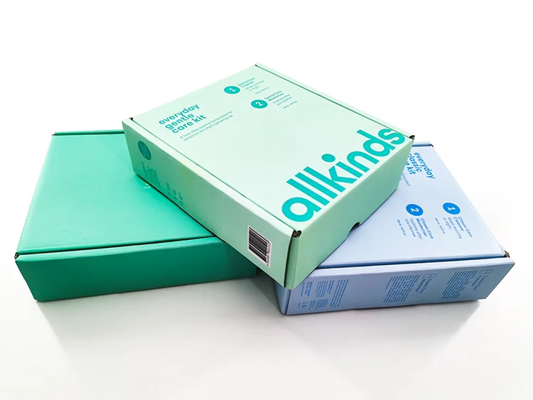 Wholesale Custom Logo Design Small Shallow Green Color 5x5x4  8x8x8 E Flute Corrugated Paper Cardboard Package Shipping Boxes