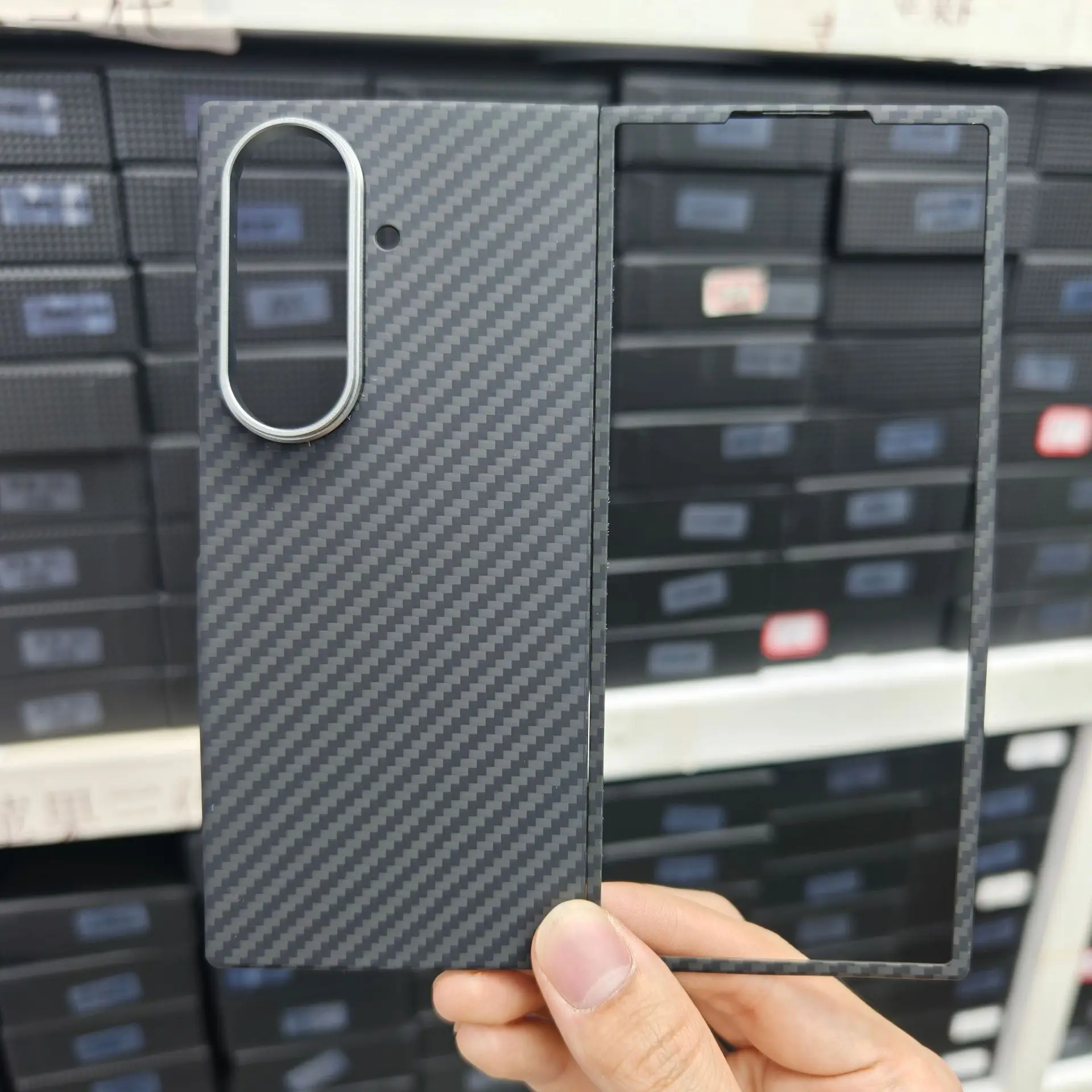 product laudtec custom real carbon fiber phone case for samsung galaxy z fold7 fashion aramid fiber phone cover magnetic protection case-5