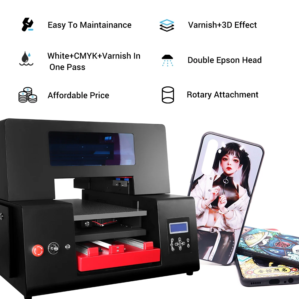 For RefineColor Factory Price A3 UV Flatbed Inkjet Printer Machine Digital Wood UV Card Printer with XP600 Print Head New