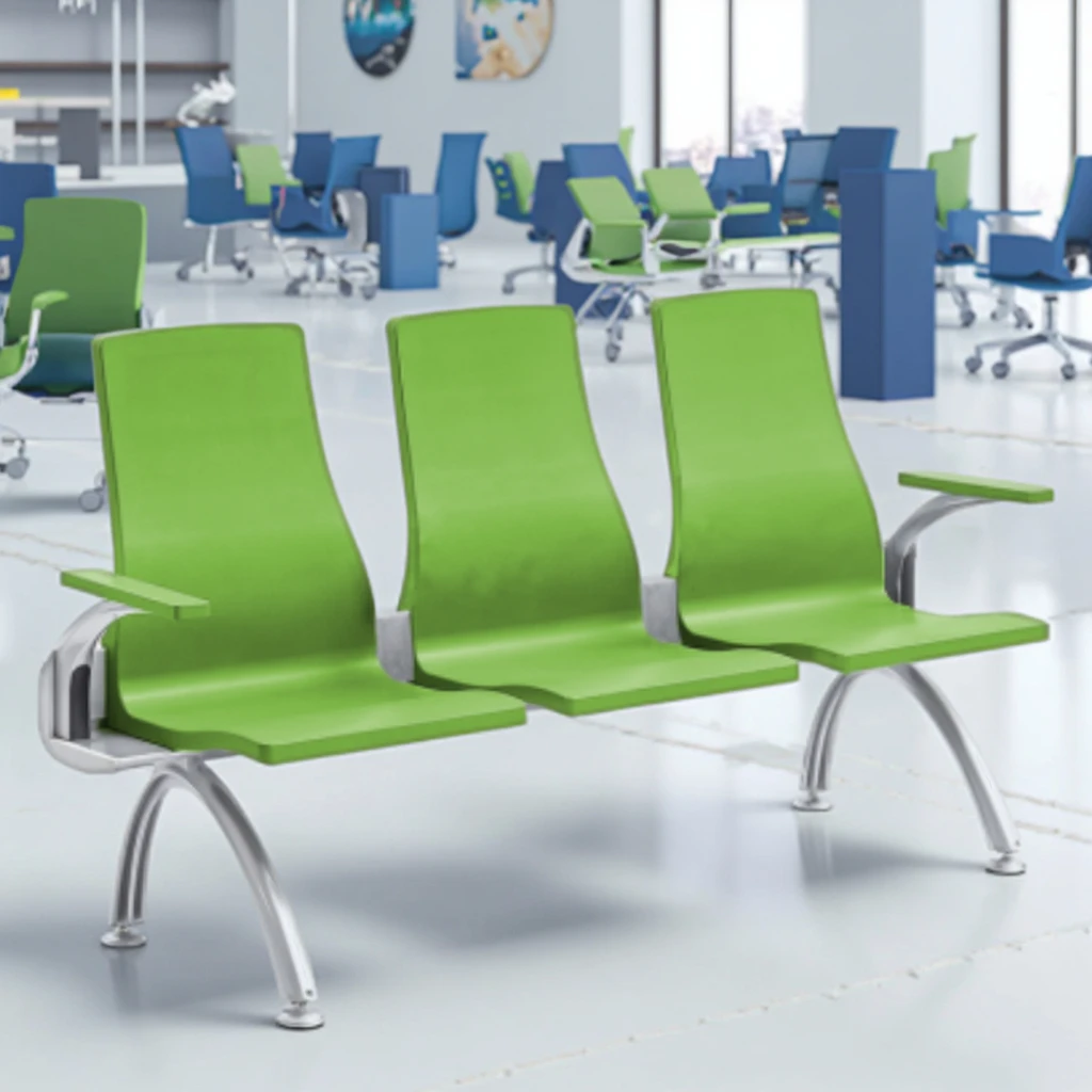 Customizable Color Modern PU Monoblock Hospital Chairs with Ergonomic Shaped Steel Beam 6