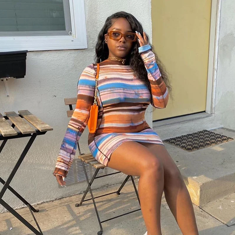 Rainbow Stripe Super Long Sleeve Women 