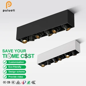 PULUOTI Commercial Zoomable Cob LED Spotlight 15° 24° 38° 60° Surface Mounted Modern Design Aluminum Shop Light System