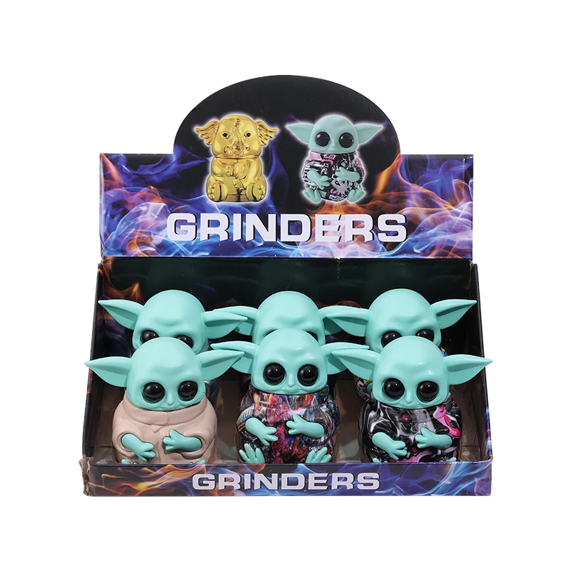 New Design Yoda Zinc Grinder With 4 Parts High Quality Creative Zinc