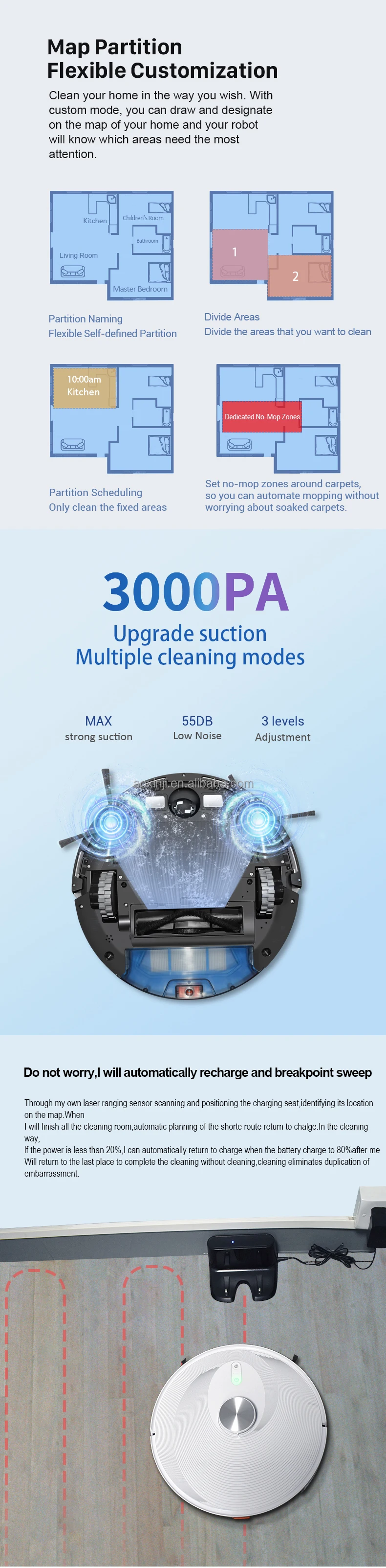 Распродажа робот-пылесос LDS лазерная Швабра 360 сканирующая навигация для дома большой резервуар воды 650
