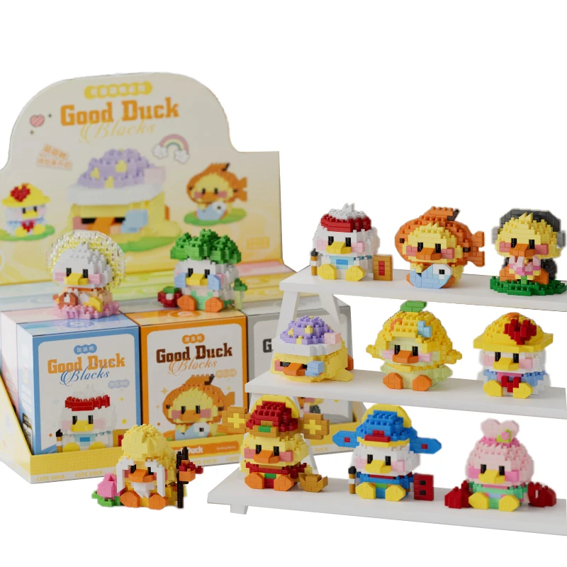 2518pcs Mini Diy Building Blocks Sets Cute Good Lucky Duck Style Nano Bricks Blocks Box Novelty Gift Girl Toys for Kids