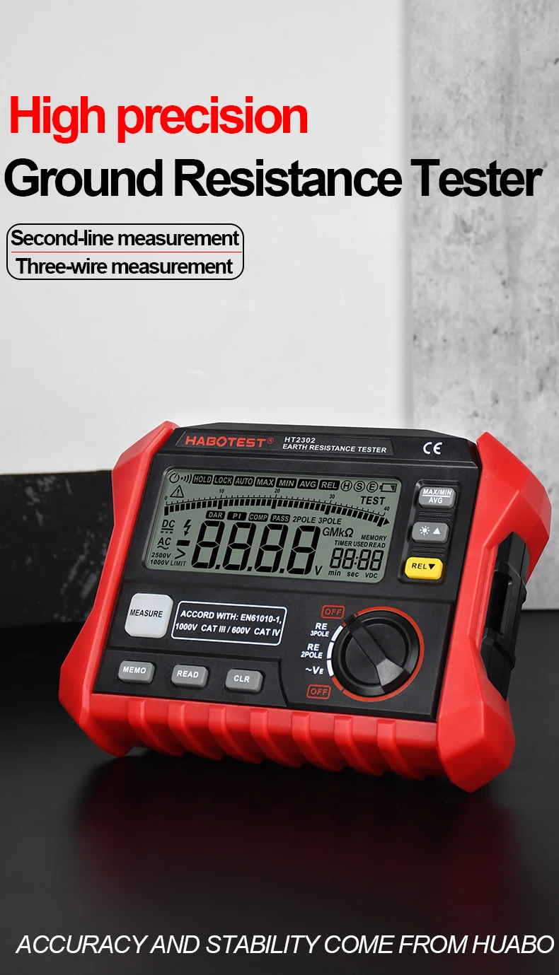 digital earth resistance tester HABOTEST HT2302 0V - 200V With Analog Bar