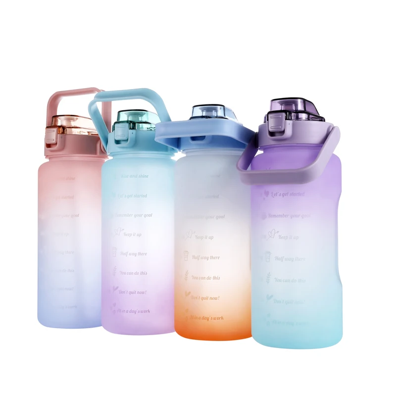 Plastic Fitness Sports Bottle, Water Bottle 2 Straw