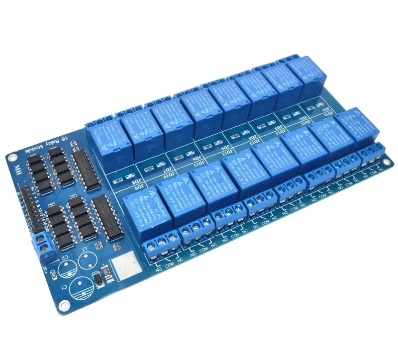 16 Channel 5V/12V/24V Relay Module Interface Board with Optocoupler Protection 