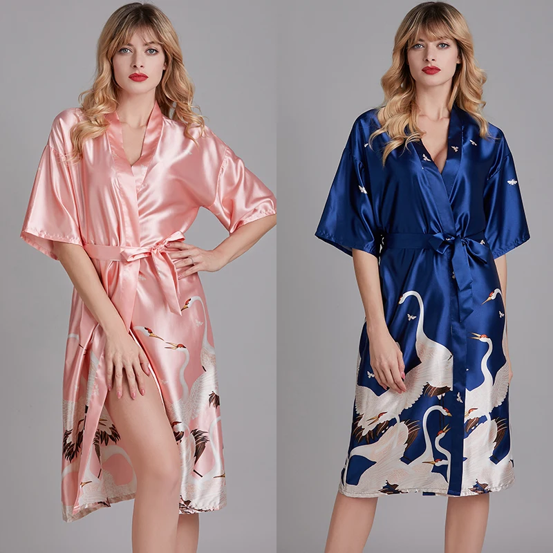 women clothing Sexy Ladies Robe Female Soild Silk Like Satin sleepwear underwear women women's sleepwear