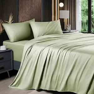 Eco-friendly 100% Organic Bamboo Lyocell Bedsheets Bedding Set 4pcs Bamboo Sheets Organic Bamboo Cooling Bedding Set
