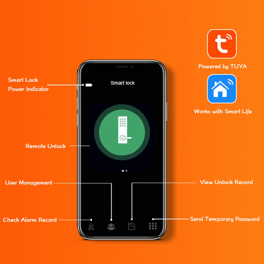 Высокий уровень безопасности Противоугонная BLE fngerprint цифровой замок без ключа водонепроницаемый Tuya Wi-Fi приложение Smart биометрический дверной замок с замком