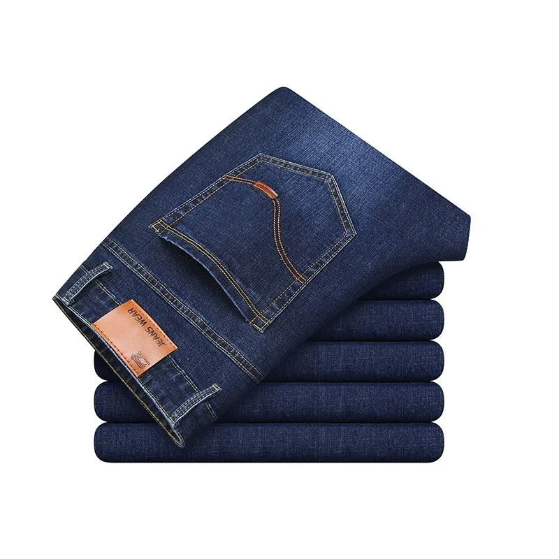 Nouveau pantalon droit slim en denim pour homme avec élastique surdimensionné adapté aux affaires et aux loisirs_voghion.com