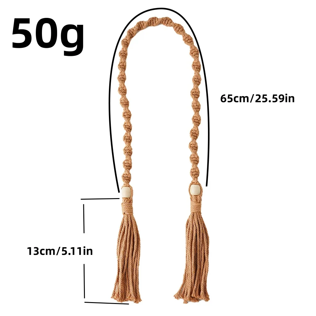 Handmade Macrame Bead and Tassel Curtain Tieback for Home Decoration
