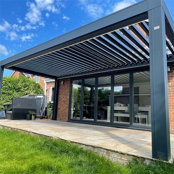 TOMA Modern Design Aluminum Automatic Pergola Louvered Roof with LED Lights