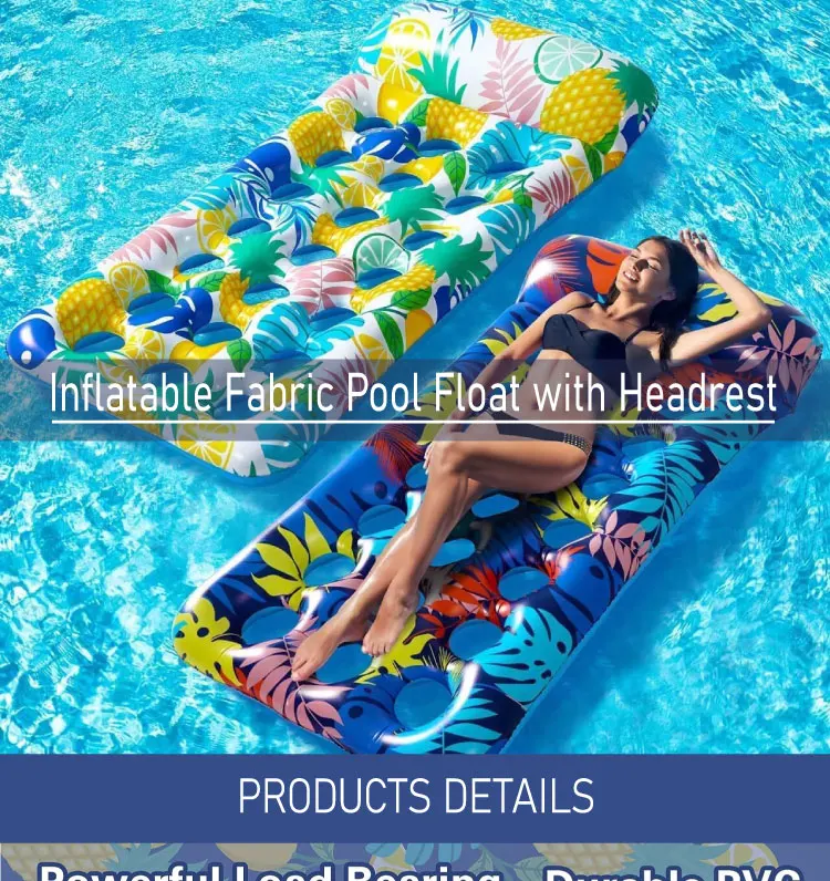 Pool Float Lounge Adult Size Inflatable Fabric Pool Float With Headrest