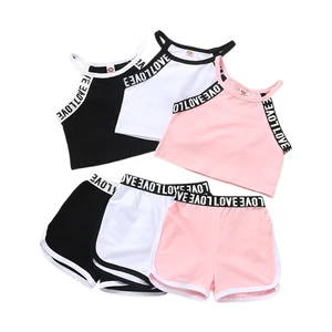 Kids Toddler Baby Girls Spring Summer Print Cotton Sleeveless Vest Shorts Outfits