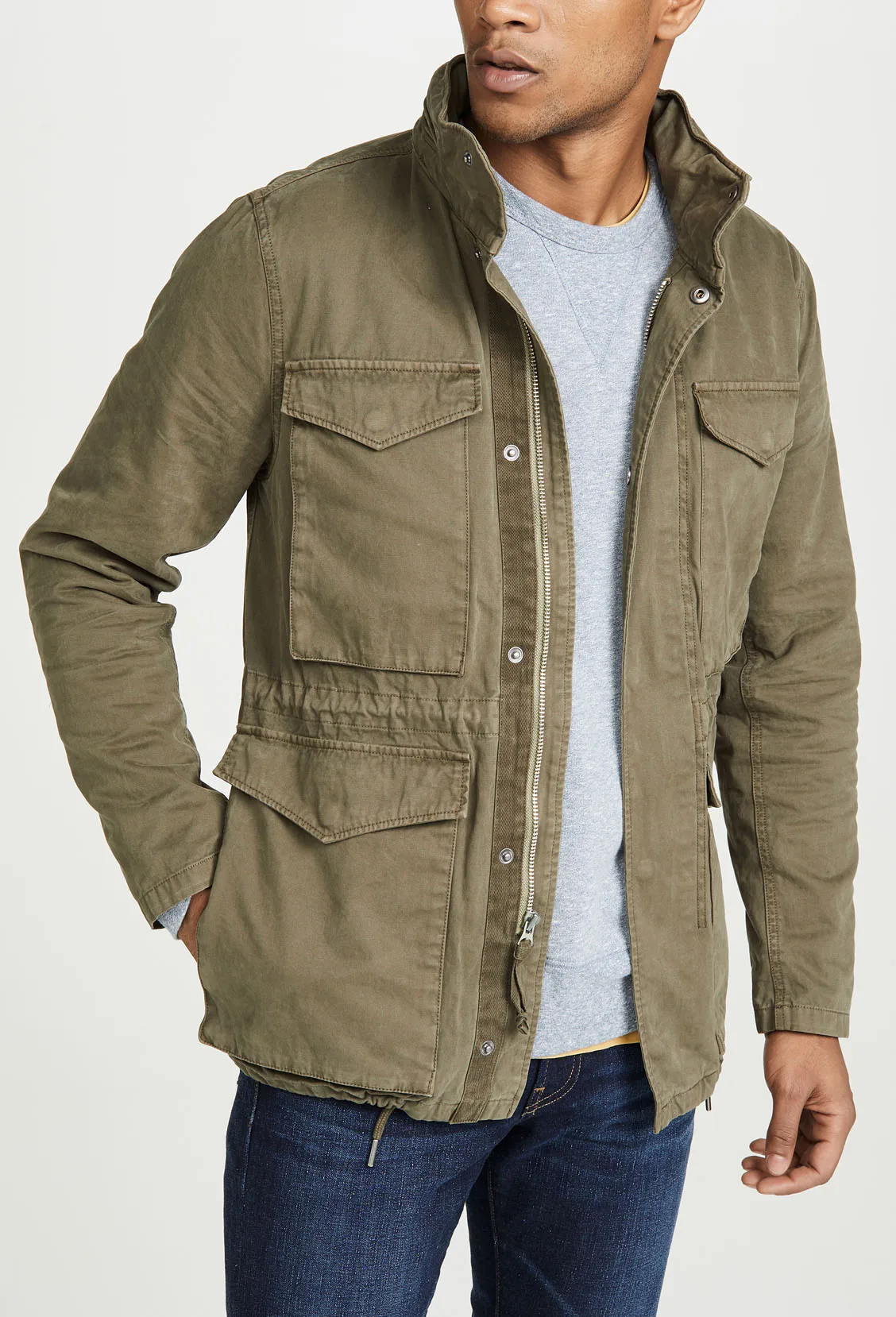 High Quality Hot Sale Outdoor Mens Jackets Custom Wholesale Stand Collar 100% Cotton Canvas Fashion