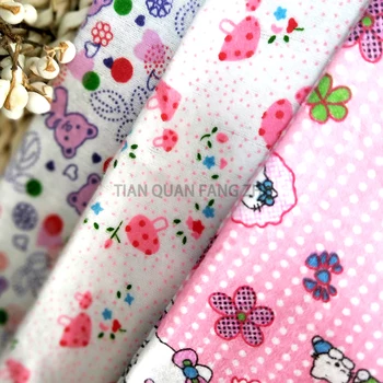 Wholesale Super Soft Customized Single-Sided Cotton Pigment Print Flannel Fabric In Plaid/Animal Cartoon