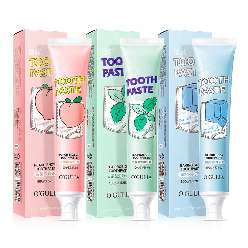 OEM ODM отбеливающая зубная паста персик белый чай морская соль уход за полостью рта Зубы натуральная Органическая Зубная Паста