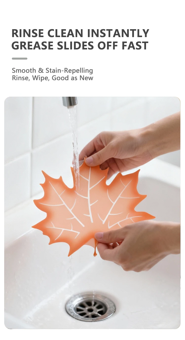 Modern Reusable Non-Toxic Food Grade Silicone Leaf Shape Heat Resistant Oil Proof Non-Slip Dining Table Mat Placemat Home details