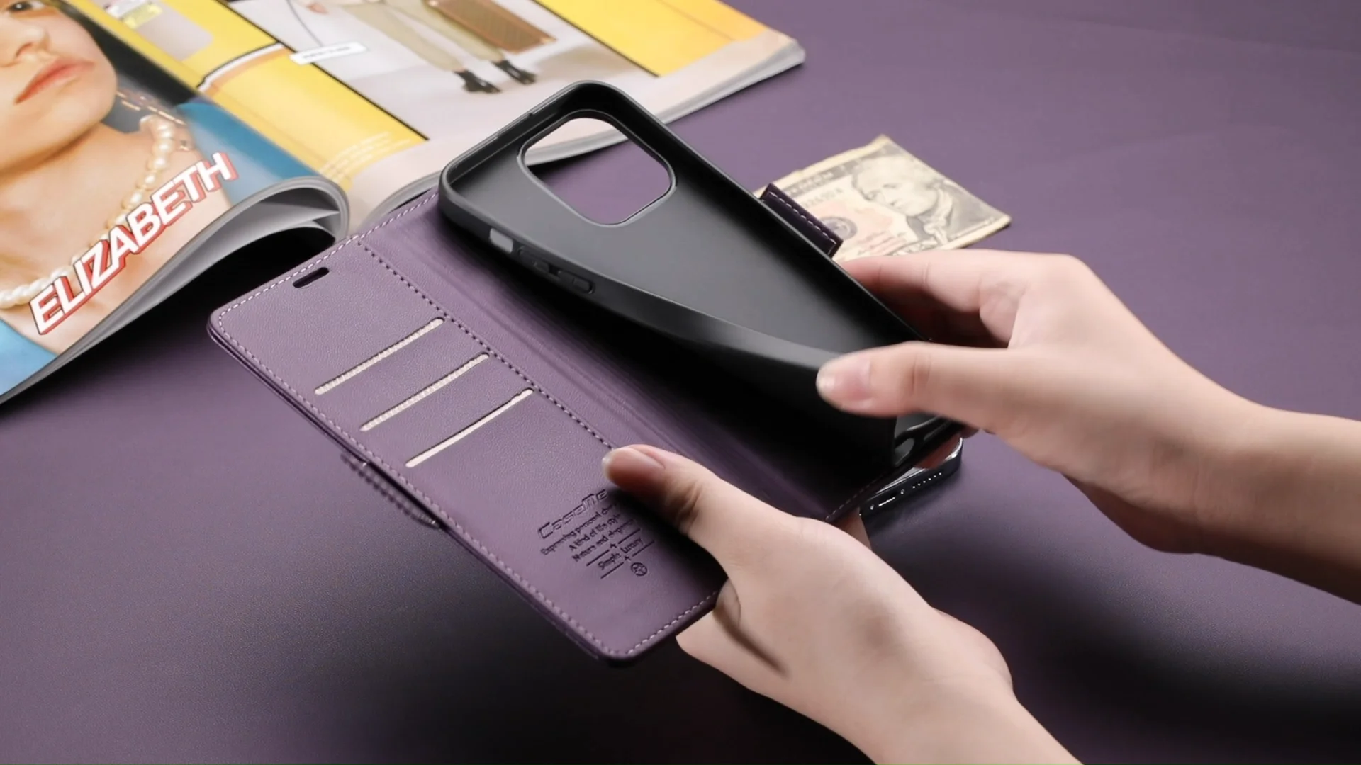 Custodia Con Cerniera Per OPPO Reno7 5G – Pelle PU Con Portafoglio, Supporto E Slot Carte, Marrone