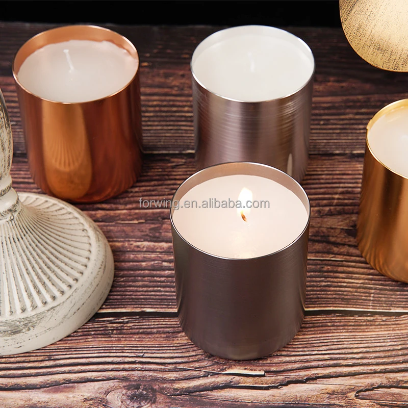 Metal Candle Cup Gold Aluminum vessel Votive Empty Candle Jar with Lid Container Metal Candle holder supplier