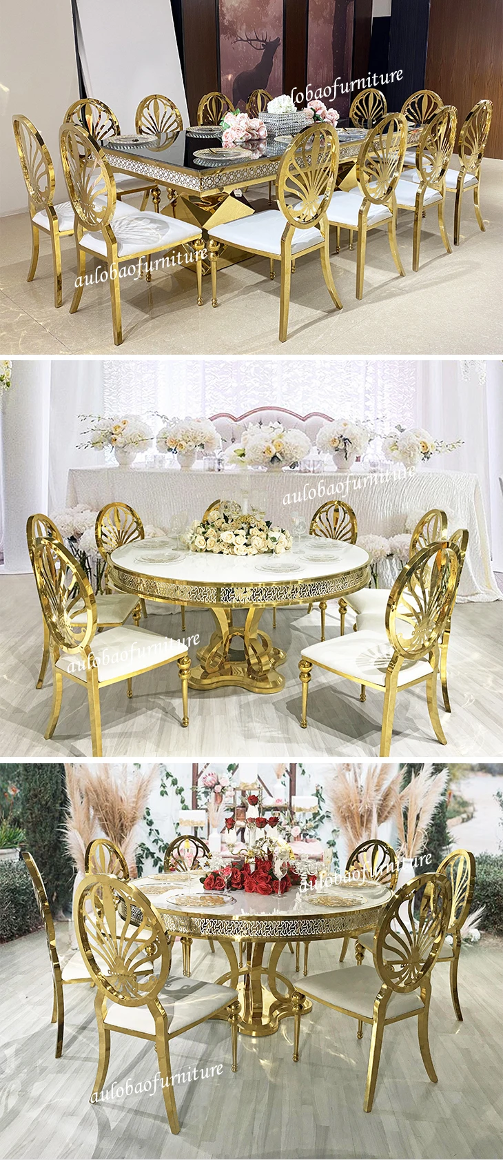 Event Furniture Wholesale Modern Gold Stainless Steel Party Wedding