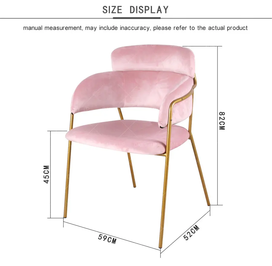 Dining room chair hotel luxury dinner chair Red velvet coffee shop chair