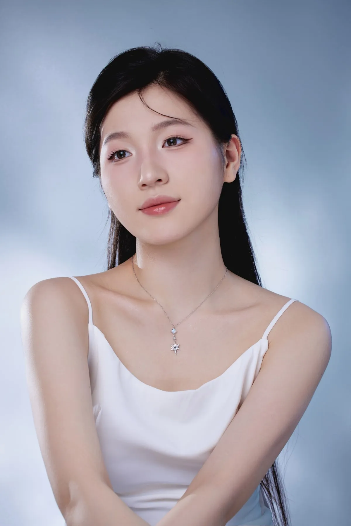 KAKODIY Vintage Elegant 925 Sterling Silver Chain Opal Hexagon Pendant Necklace Blue Star 18K Gold Plated Necklace for Women detail 5