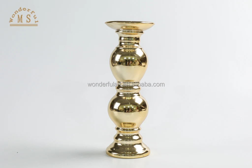 Luxury gold  candle holder small candlestick ceramic candle container home lighting decoration gift