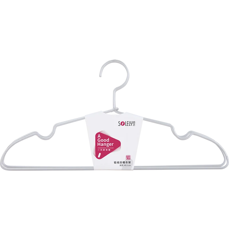 SOLELY SY381 factory wholesale drip dry non-slip Aluminum Clothes wire Hanger with suspender skirt notches and trousers bar