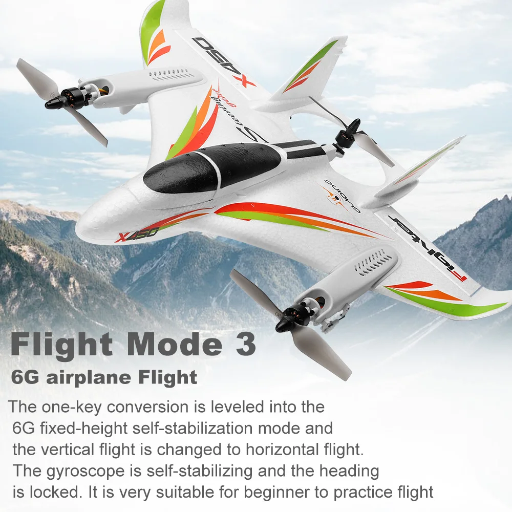 Hot HOSHI XK Wltoys X450 RC Plane 2.4G 6CH Fixed Wing Brushless RC Glider 3Flight Modes Vertical Take-off Landing RC Helicopter