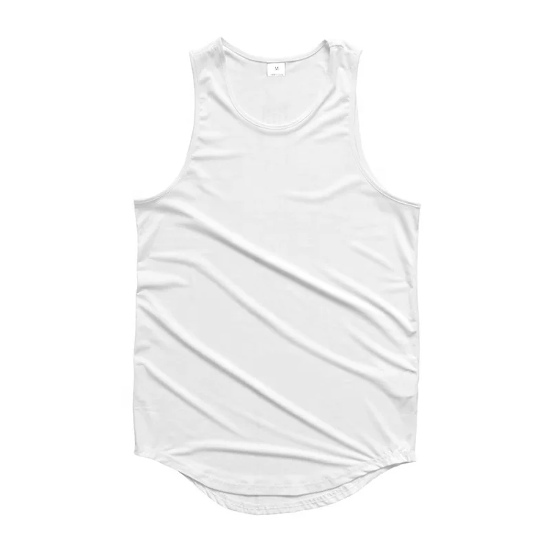 JL0331B Men’s Tank Top Curved Hem Plain Print Tank Top Cotton Spandex Sleeveless Men Running Singlet Tank Tops for Men