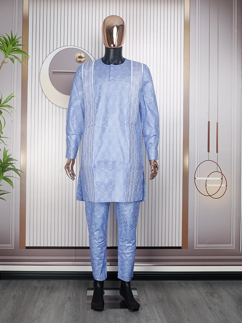 H & D Fashion African Clothing Traditional Bazin Riche Suit for Men 2 ...