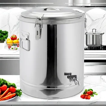 DaoSheng 35L Commercial Bucket Soup Barrel Keep Food Warm Container Stainless Steel Insulation Barrel