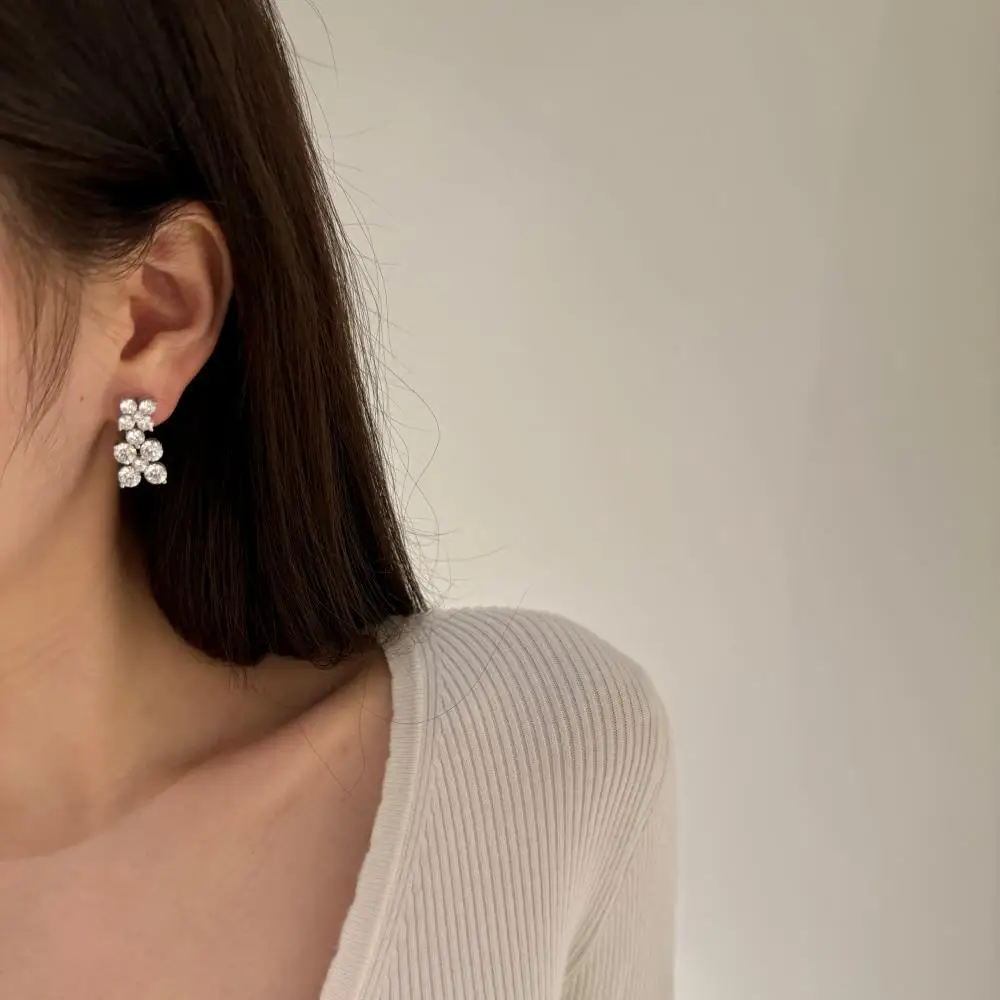 KAKODIY new design high-end quality 925 sterling silver deciduous 5A cubic zirconia earrings detail 4