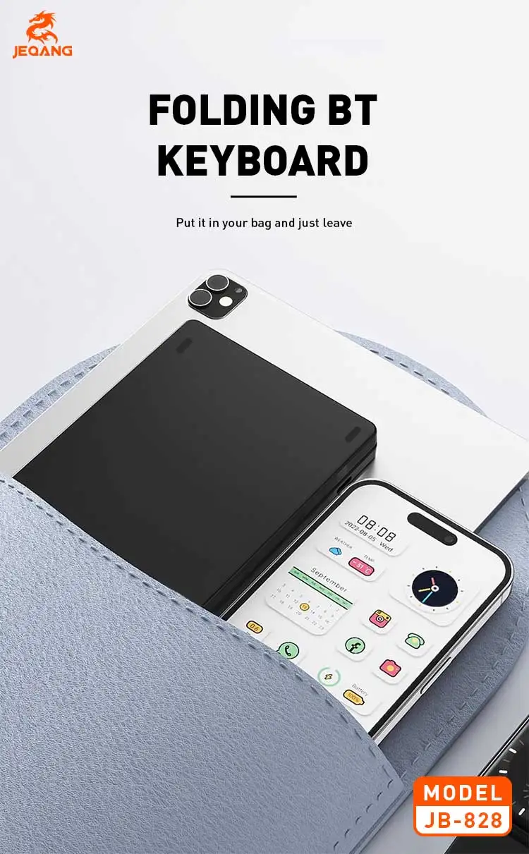 Jeqang JB-828 BT Ultra-Thin Folding Keyboard 2-Fold Design for Table and Laptop Use New Product