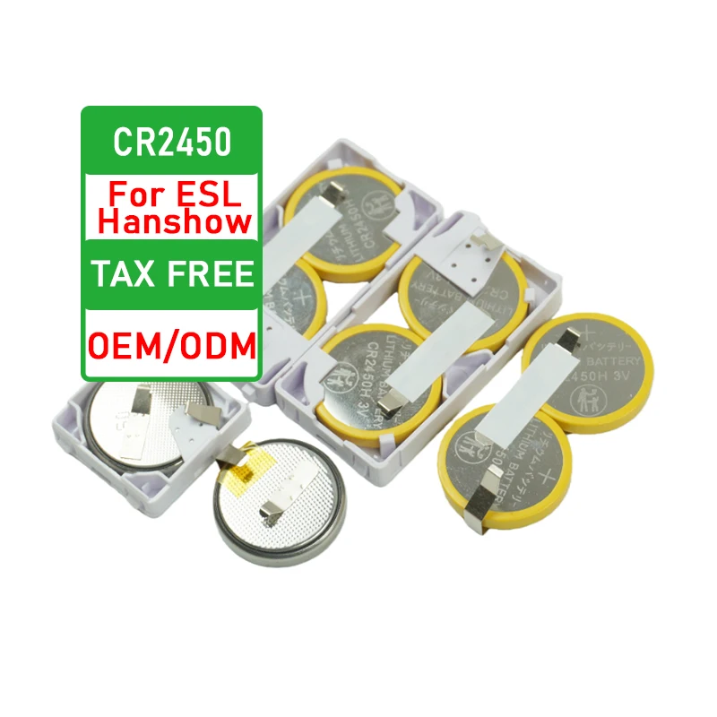 OEM-CR2450-2P-Knopfzellen-Batterie (Li-Ion/LiMnO2), Ersatzbatterie mit 3 V und 1200 mAh für ESL-Elektronische-Regalbeschriftung