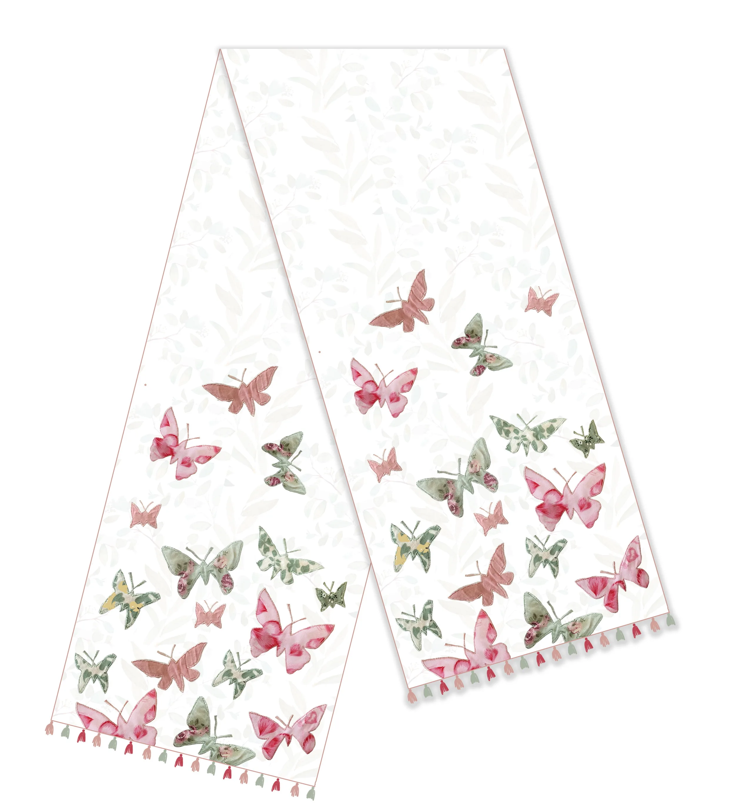 Easter Spring New Arrival Embroidery Applique butterfly Linen Burlap Table  Runner Tablecloths