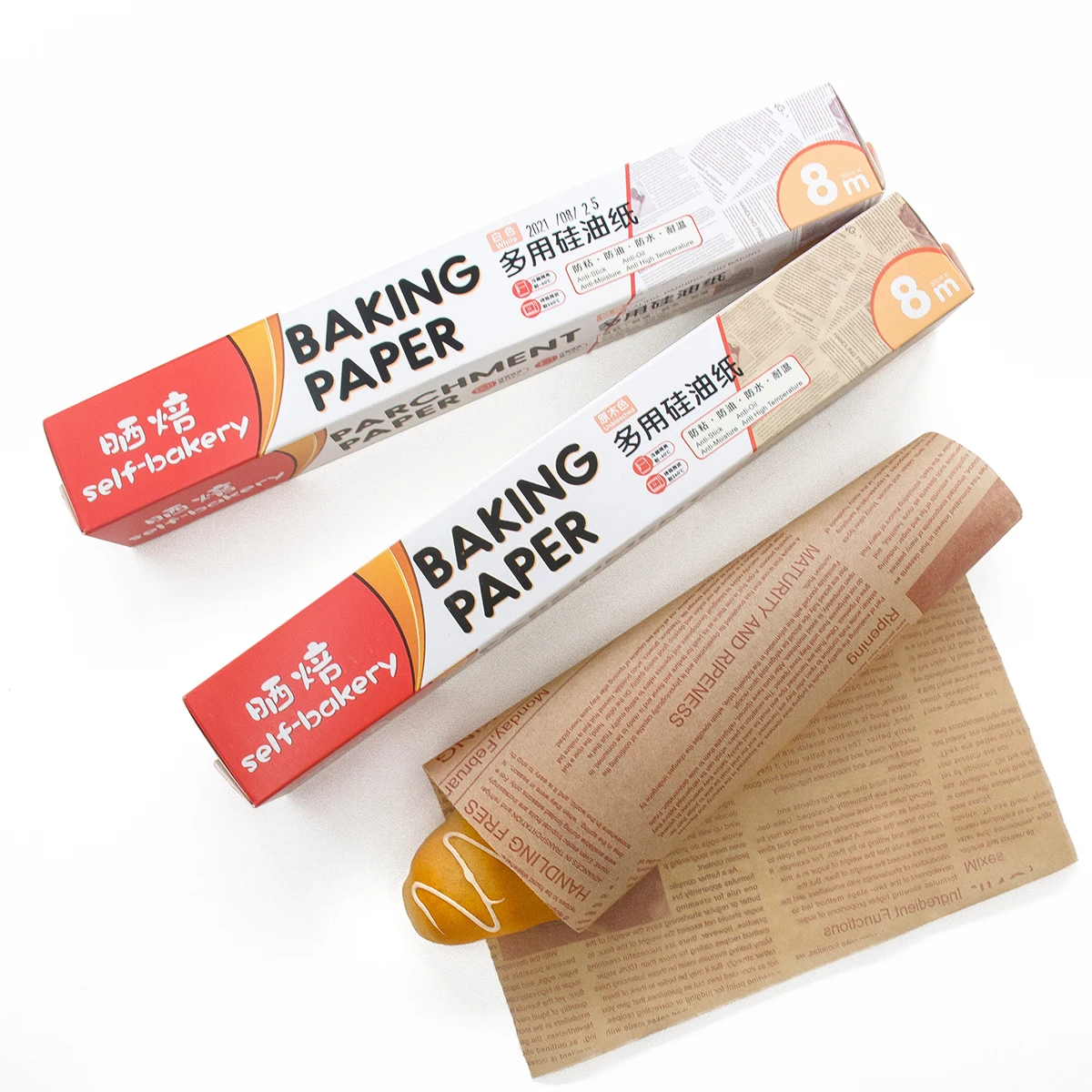 Source Non Stick heat resistance brown unbleached white bleached  greaseproof baking parchment paper roll on m.