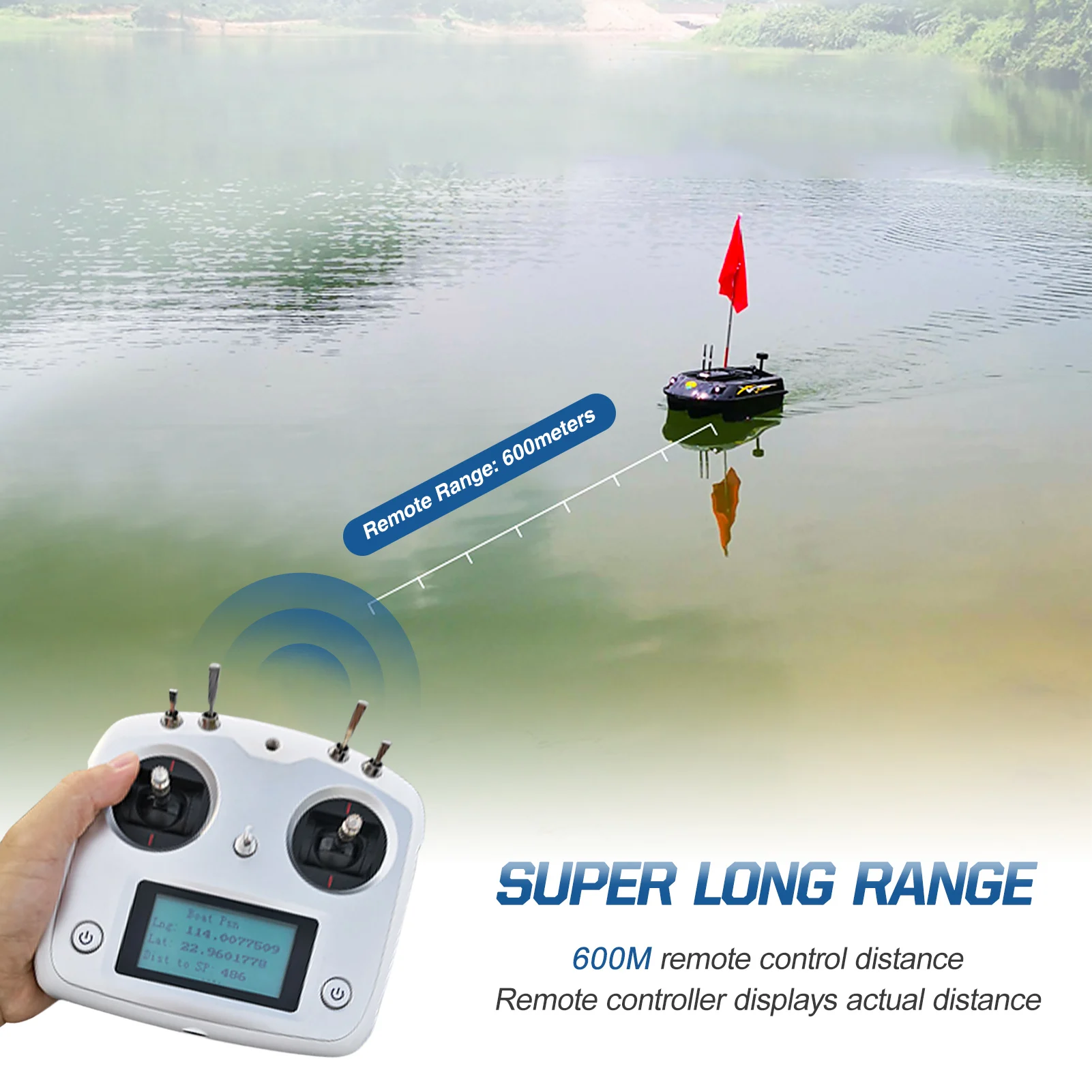 2022 New Design Bait Boat Gps Autopilot 600m Remote Control Sea Fishing
