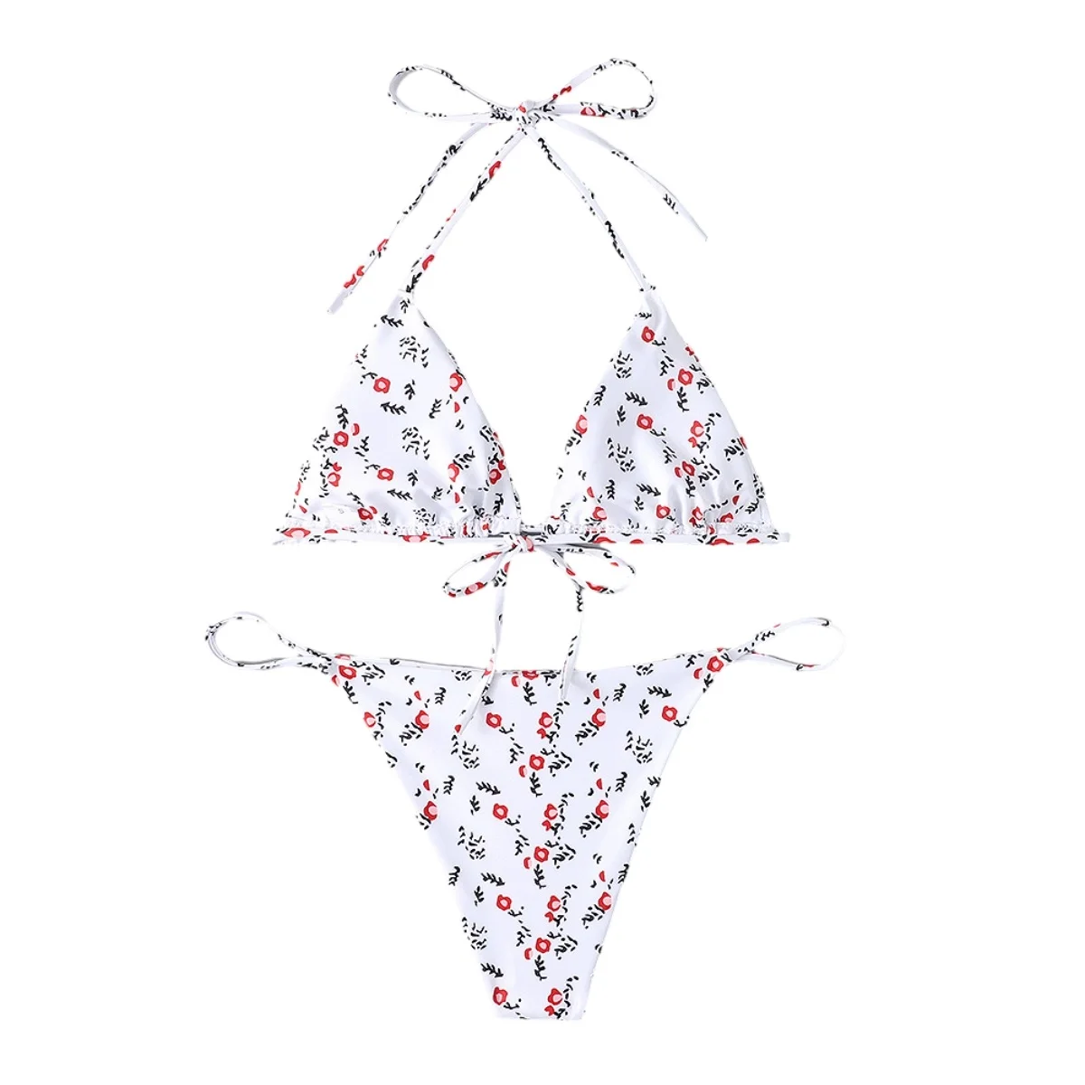2022 New Sexy Floral Point Geometric Women Swimwear Two Piece Summer Bikini Set Backless