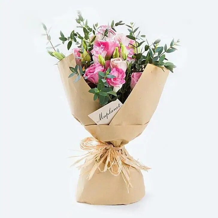 10 Pack Brown Kraft Paper Flower Bouquet Bags with India