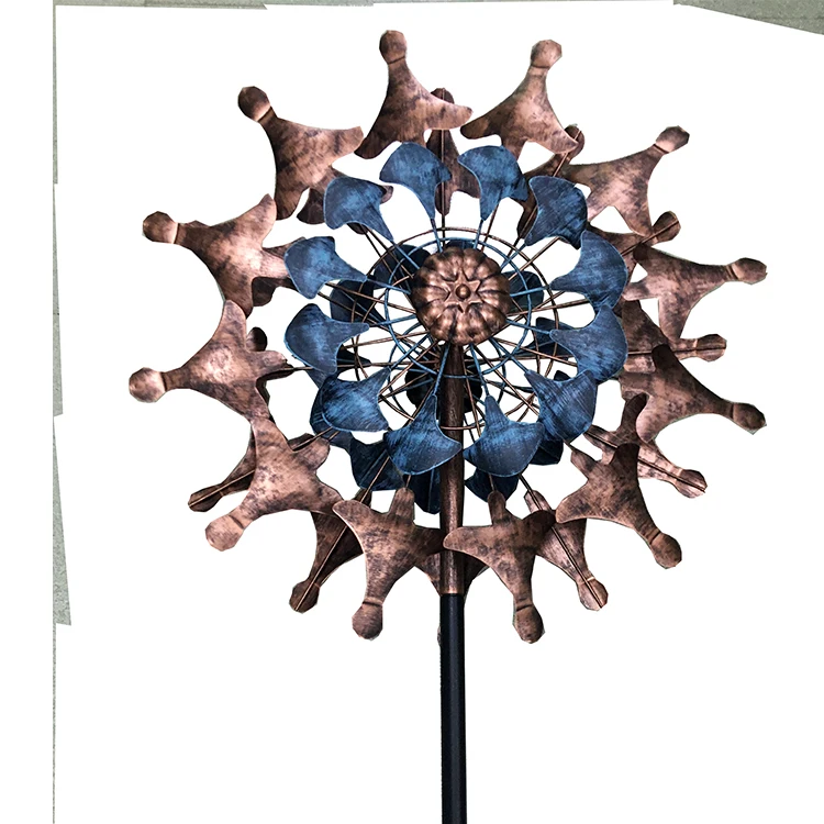 Double Stainless Wind Spinner Wholesale Kinetic Garden Ornament Metal Windmill